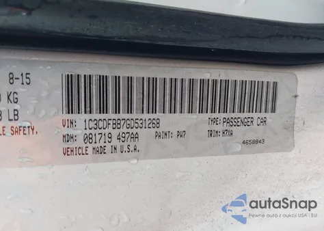 2016 Dodge Dart Sxt из США, поврежденный, VIN 1C3CDFBB7GD531268